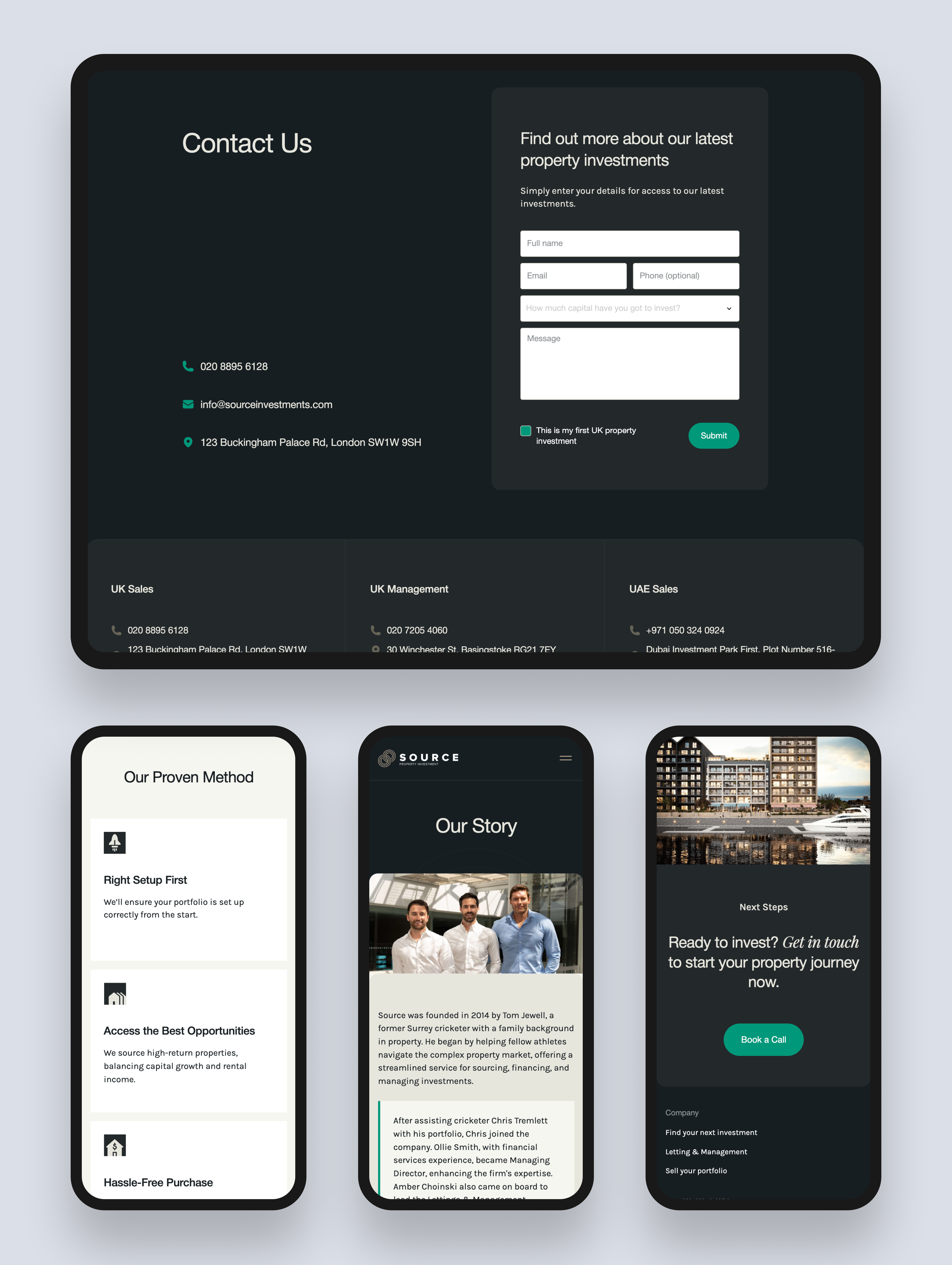 design of the Source Investments website
